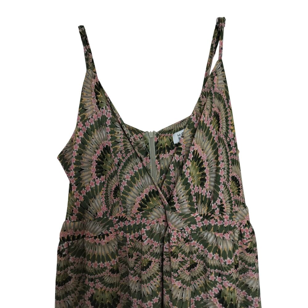 5287) Molly Brecken Tropical Khaki Green Print Ruffle Tiered Midi Dress XL - Picture 4 of 10